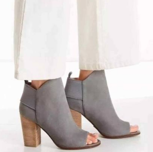 Anthropologie Shoes - Kelsi Dagger Anthro Gemma Fog Gray Peeptoe Ankle Boots Booties 8 Extended Shaft